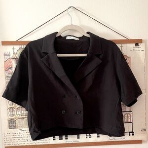 Oak & Fort Cropped Blazer Top in Black in M